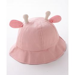 Babyhug Hello Giraffe Embroidered Bucket Hat Pink - Diameter 17 cm