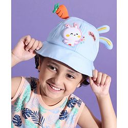 Babyhug Bucket Hat Bunny Design Blue - Diameter 17 cm