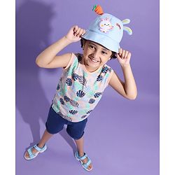 Babyhug Bucket Hat Bunny Design Blue - Diameter 17 cm