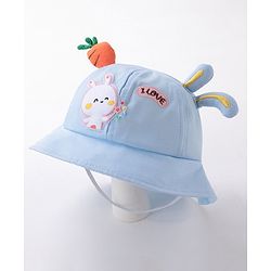 Babyhug Bucket Hat Bunny Design Blue - Diameter 17 cm