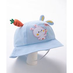 Babyhug Bucket Hat Bunny Design Blue - Diameter 17 cm