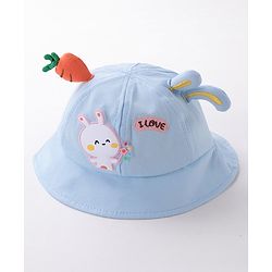 Babyhug Bucket Hat Bunny Design Blue - Diameter 17 cm
