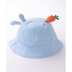 Babyhug Bucket Hat Bunny Design Blue - Diameter 17 cm
