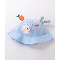 Babyhug Bucket Hat Bunny Design Blue - Diameter 17 cm