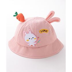 Babyhug Bucket Hat Bunny Design Pink - Diameter 17 cm
