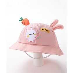 Babyhug Bucket Hat Bunny Design Pink - Diameter 17 cm