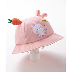 Babyhug Bucket Hat Bunny Design Pink - Diameter 17 cm