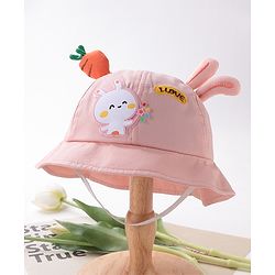 Babyhug Bucket Hat Bunny Design Pink - Diameter 17 cm