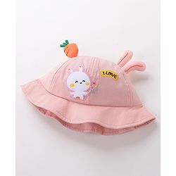 Babyhug Bucket Hat Bunny Design Pink - Diameter 17 cm