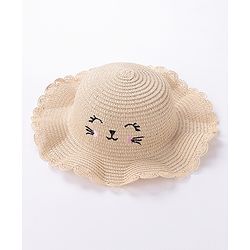 Babyhug Straw Hat With Bow & Purse - Brown & Pink