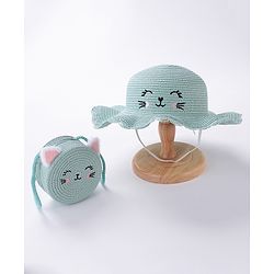 Babyhug Straw Hat With Bow & Purse - Brown & Pink