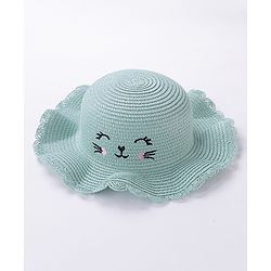 Babyhug Straw Hat With Bow & Purse - Blue & Pink