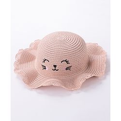 Babyhug Straw Hat With Bow & Purse - Brown & Pink