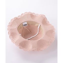 Babyhug Straw Hat With Bow & Purse - Brown & Pink