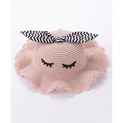 Babyhug Straw Hat With Bow & Purse - Brown