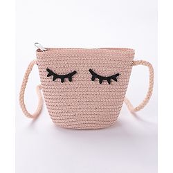 Babyhug Straw Hat With Bow & Purse - Brown