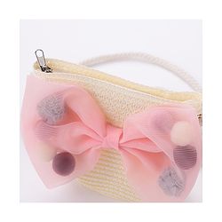 Babyhug Straw Hat With Bow & Purse - Cream