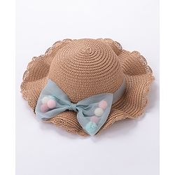 Babyhug Straw Hat With Bow & Purse - Cream