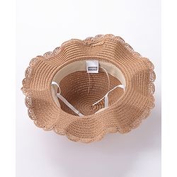 Babyhug Straw Hat With Bow & Purse - Cream