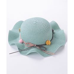 Babyhug Straw Hat With Pom Pom Applique & Purse - Pink