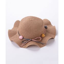 Babyhug Straw Hat With Pom Pom Applique & Purse - Pink