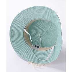 Babyhug Straw Hat With Bow & Purse - Mint Blue