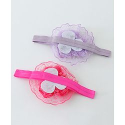 Babyhug Flower With Pearl Applique Headbands Pack Of 2  - Dark Pink & Purple