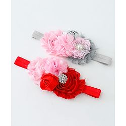 Babyhug Flower Applique Headbands Pack Of 2 - Multicolor