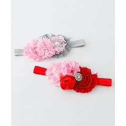 Babyhug Flower Applique Headbands Pack Of 2 - Multicolor