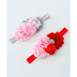 Babyhug Flower Applique Headbands Pack Of 2 - Multicolor