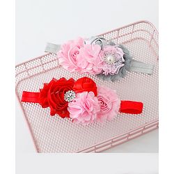 Babyhug Flower Applique Headbands Pack Of 2 - Multicolor