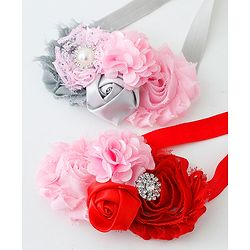 Babyhug Flower Applique Headbands Pack Of 2 - Multicolor