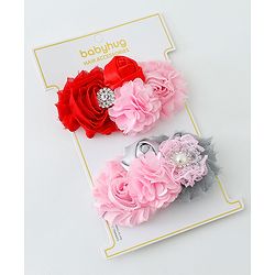 Babyhug Flower Applique Headbands Pack Of 2 - Multicolor