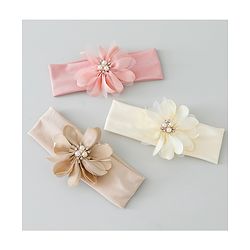 Babyhug Headbands with Flower Applique Free Size Pack of 3 - Peach & White