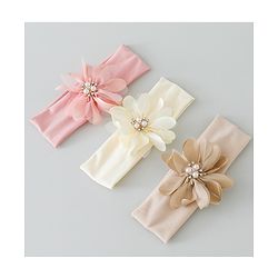 Babyhug Headbands with Flower Applique Free Size Pack of 3 - Peach & White