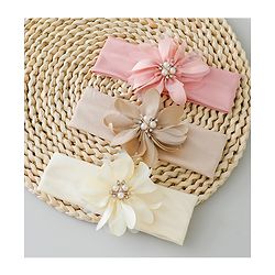 Babyhug Headbands with Flower Applique Free Size Pack of 3 - Peach & White