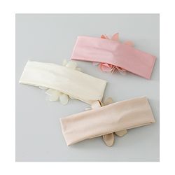 Babyhug Headbands with Flower Applique Free Size Pack of 3 - Peach & White