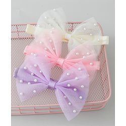 Babyhug Headbands with Bow Applique Free Size Pack of 3 - Purple & White