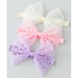 Babyhug Headbands with Bow Applique Free Size Pack of 3 - Purple & White