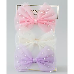 Babyhug Headbands with Bow Applique Free Size Pack of 3 - Purple & White