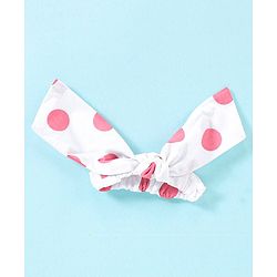 Babyhug 100% Cotton Woven Sleeveless Frock With Head Band Polka Dot Print - Peach