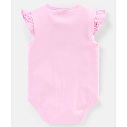 Babyhug 100% Cotton Frill Sleeves Kitty Print Onesies Pack Of 5 - Pink Purple & Green