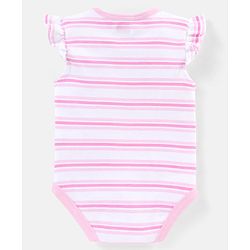 Babyhug 100% Cotton Frill Sleeves Kitty Print Onesies Pack Of 5 - Pink Purple & Green