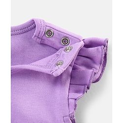 Babyhug 100% Cotton Frill Sleeves Kitty Print Onesies Pack Of 5 - Pink Purple & Green