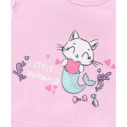 Babyhug 100% Cotton Frill Sleeves Kitty Print Onesies Pack Of 5 - Pink Purple & Green