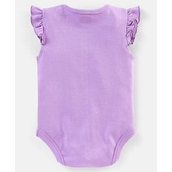 Babyhug 100% Cotton Frill Sleeves Kitty Print Onesies Pack Of 5 - Pink Purple & Green