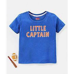 Babyhug Cotton Half Sleeves T-Shirt Text Print- Navy Blue