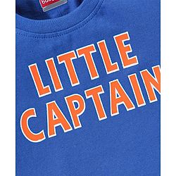 Babyhug Cotton Half Sleeves T-Shirt Text Print- Navy Blue