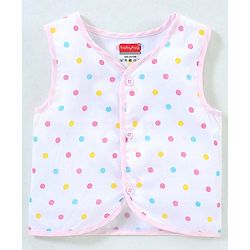 Babyhug 100% Cotton Woven Sleeveless Jhabla Polka Dot Print Pack Of 3 - Pink & White