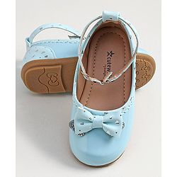 Cute Walk by Babyhug Buckled Closure Bellies With Bow Applique- Sky Blue